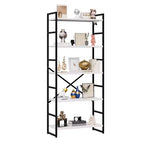Étagère Celebalcony 62,2 H x 23,6 L 5 niveaux, Bibliothèque haute en bois avec cadre métallique, Meuble de rangement moderne, Étagères de rangement pour bureau à domicile