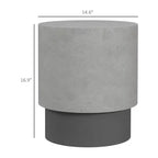 Table d'appoint légère avec finition béton, Table d'appoint ronde avec 4 pieds réglables pour l'intérieur et l'extérieur