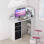 HOMLUX 39 Bureau d'ordinateur, de travail et d'étude avec 3 bacs de rangement et étagères ouvertes