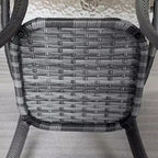 Table basse d'extérieur avec étagère de rangement, table d'appoint en osier tressé à la main avec plateau en verre à effet ondulé