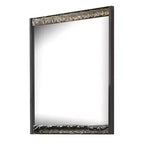 Miroir de commode Royal Hampton 36x40, rectangulaire, moulure géométrique chromée, gris cendre