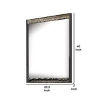 Miroir de commode Royal Hampton 36x40, rectangulaire, moulure géométrique chromée, gris cendre