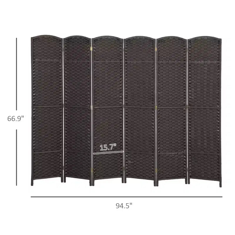 Paravent Pliant 6 Panneaux 1,7 m de Hauteur Écran d'Intimité Séparateur de Pièce Autoportant pour Bureau à Domicile