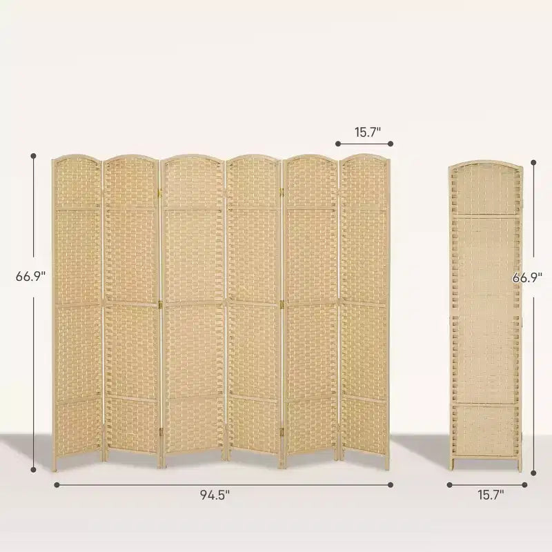 Paravent Pliant 6 Panneaux 1,7 m de Hauteur Écran d'Intimité Séparateur de Pièce Autoportant pour Bureau à Domicile