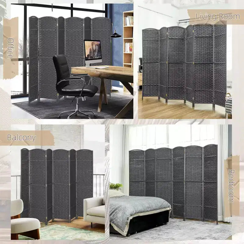 Paravent Pliant 6 Panneaux 1,7 m de Hauteur Écran d'Intimité Séparateur de Pièce Autoportant pour Bureau à Domicile