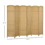 Paravent Pliant 6 Panneaux 1,7 m de Hauteur Écran d'Intimité Séparateur de Pièce Autoportant pour Bureau à Domicile