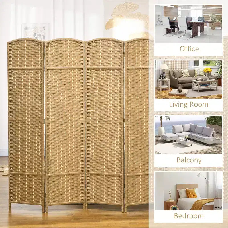 Paravent Pliant 6 Panneaux 1,7 m de Hauteur Écran d'Intimité Séparateur de Pièce Autoportant pour Bureau à Domicile