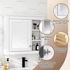 MAYEERTY Armoire à pharmacie 28, Armoire de rangement murale pour salle de bain avec miroir 3 étagères ouvertes Blanc moderne