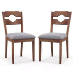 Costway Set of 2 Dining Chair w/ Padded Seat High Back Rubber Wood Frame Kitchen Chairs