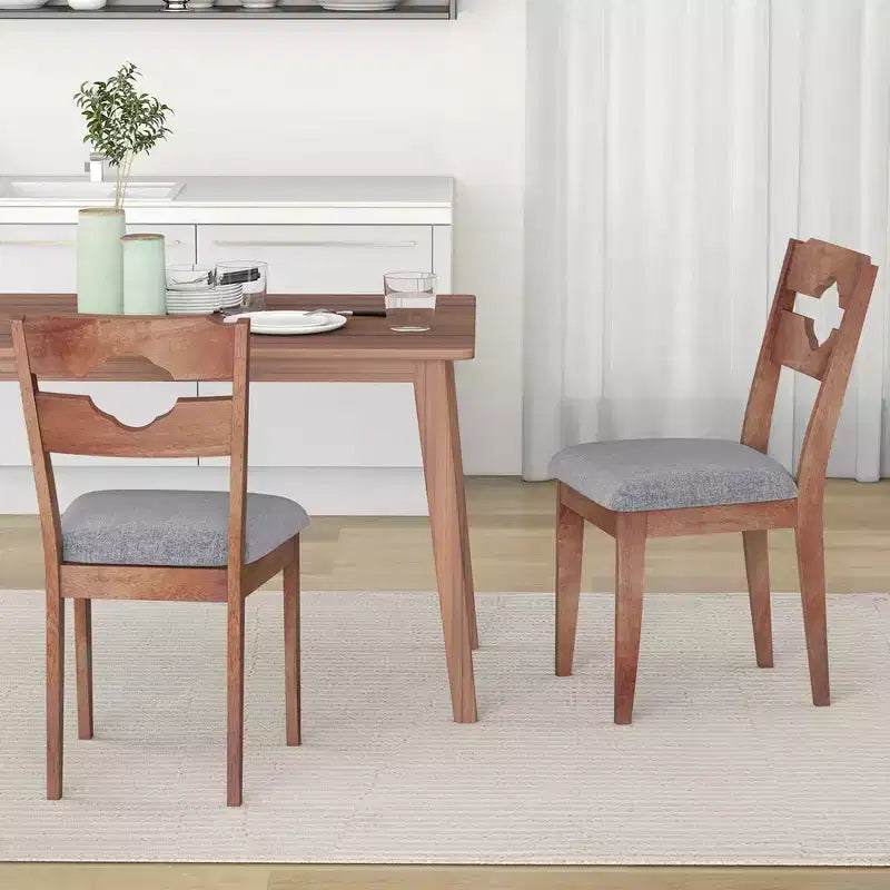 Costway Lot de 2 chaises de salle à manger avec assise rembourrée, dossier haut et cadre en bois d'hévéa, pour cuisine