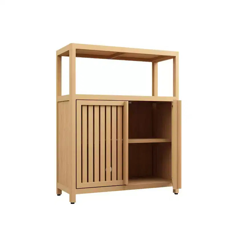 Homy Casa Meuble de Rangement en Bambou Grande Capacité avec Deux Portes et Étagère Ouverte