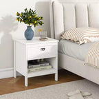 Costway Lot de 2 tables d'appoint à 2 niveaux avec tiroir et étagère ouverte de rangement à 2 niveaux pour chambre à coucher