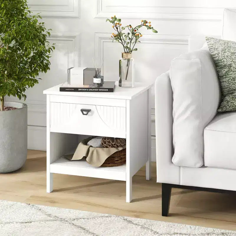 Costway Lot de 2 tables d'appoint à 2 niveaux avec tiroir et étagère ouverte de rangement à 2 niveaux pour chambre à coucher