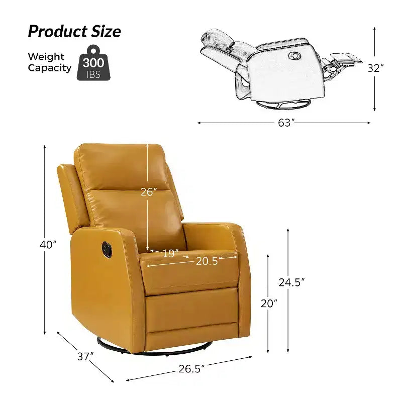 Fauteuil inclinable pivotant Coral avec base en métal, ensemble de 2|ARTFUL LIVING DESIGNS