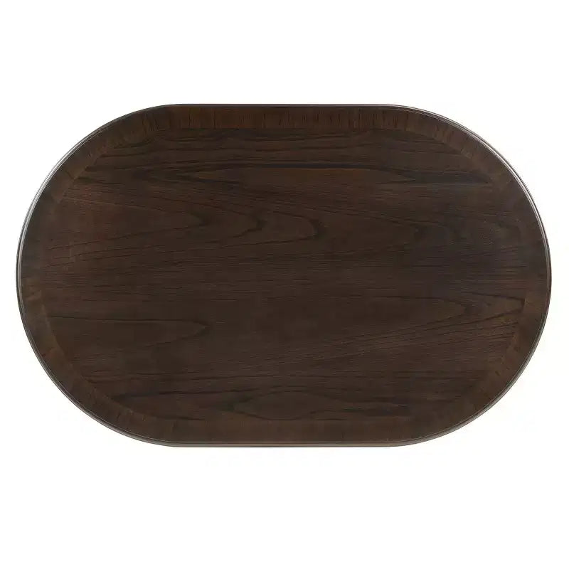 31,5 Table Basse Ovale Moderne avec Base en X, Table Centrale de Canapé Minimaliste en Placage Bois pour Salon ou Bureau à Domicile-Panipeachy