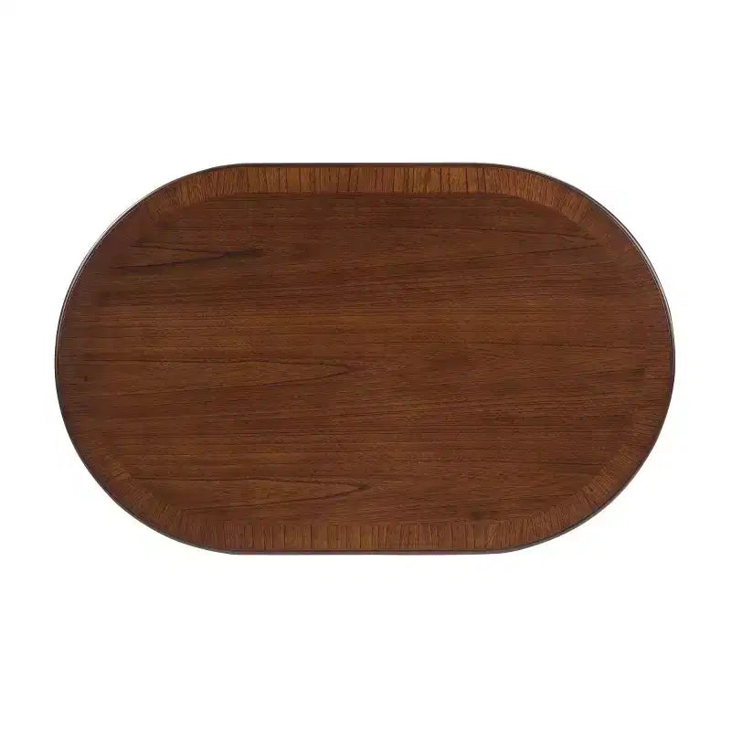 31,5 Table Basse Ovale Moderne avec Base en X, Table Centrale de Canapé Minimaliste en Placage Bois pour Salon ou Bureau à Domicile-Panipeachy
