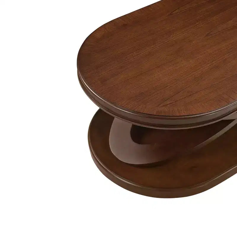 31,5 Table Basse Ovale Moderne avec Base en X, Table Centrale de Canapé Minimaliste en Placage Bois pour Salon ou Bureau à Domicile-Panipeachy