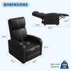 Fauteuil inclinable pour adultes, en cuir PU, inclinable, ergonomique et réglable, canapé simple amélioré avec poche latérale, dossier haut, accoudoirs larges et siège rembourré