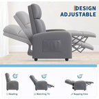 Fauteuil inclinable pour adultes, en cuir PU, inclinable, ergonomique et réglable, canapé simple amélioré avec poche latérale, dossier haut, accoudoirs larges et siège rembourré