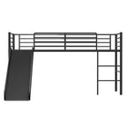 Lit mezzanine double en métal Costway avec toboggan, barrières de sécurité, échelle intégrée et cadre de lit bas