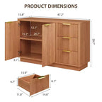 Bahut moderne de 120 cm avec rangement, armoire de cuisine compacte en bois avec 3 tiroirs et étagère, table de buffet pour salle à manger ou salon