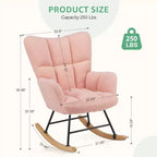 TUYOHW Fauteuil à bascule rembourré en tissu peluche, chaise moderne à dossier haut, capacité de 113 kg, fauteuil à bascule d'appoint pour salon, chambre d'enfant, chambre à coucher