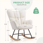 TUYOHW Fauteuil à bascule rembourré en tissu peluche, chaise moderne à dossier haut, capacité de 113 kg, fauteuil à bascule d'appoint pour salon, chambre d'enfant, chambre à coucher