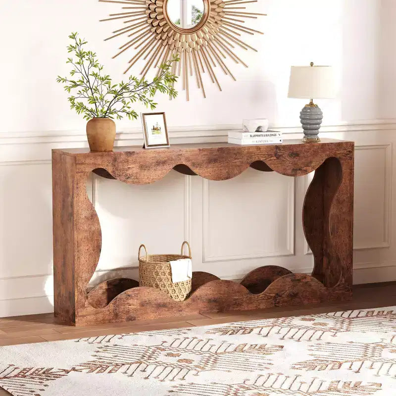Table d'entrée de ferme de 160 cm, console avec rangement, table de canapé derrière le canapé, table d'entrée étroite pour salon, couloir, entrée, foyer