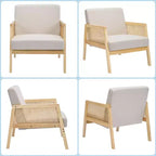 COZONY Lot de 2 fauteuils d'appoint rembourrés, fauteuils de salon modernes avec pieds en bois pour salon et terrasse