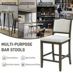 TUYOHW Lot de 2 tabourets de bar à hauteur de comptoir, chaises de bar rembourrées avec cadre en bois d'hévéa et repose-pieds, chaises de salle à manger pour îlots de cuisine, bars à domicile.