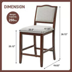 TUYOHW Lot de 2 tabourets de bar à hauteur de comptoir, chaises de bar rembourrées avec cadre en bois d'hévéa et repose-pieds, chaises de salle à manger pour îlots de cuisine, bars à domicile.
