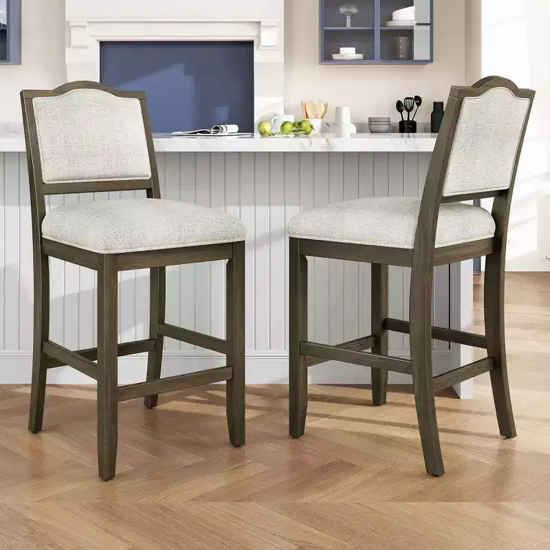 TUYOHW Lot de 2 tabourets de bar à hauteur de comptoir, chaises de bar rembourrées avec cadre en bois d'hévéa et repose-pieds, chaises de salle à manger pour îlots de cuisine, bars à domicile.