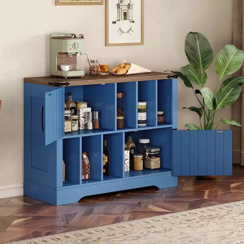 Meuble de rangement pour disques vinyles COZONY 39, meuble de platine en bois de style ferme avec 2 portes de grange, grande table de platine pour salon et chambre