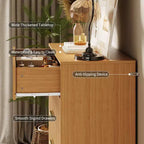 Commode moderne cannelée à 5 tiroirs de 121 cm de haut, chêne naturel, poignées dorées, plateau de 90 kg, anti-basculement, étanche, rangement d'appoint pour chambre/couloir