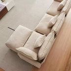 Canapé modulaire en L 112 "Cloud Couch" en tissu chenille/velours côtelé, siège profond avec ottoman et poches latérales pour salon/chambre à coucher