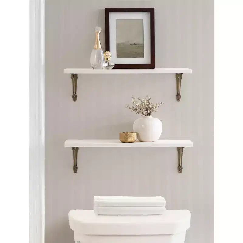 Étagère murale en marbre Kate and Laurel Hatley, blanc et doré, 20