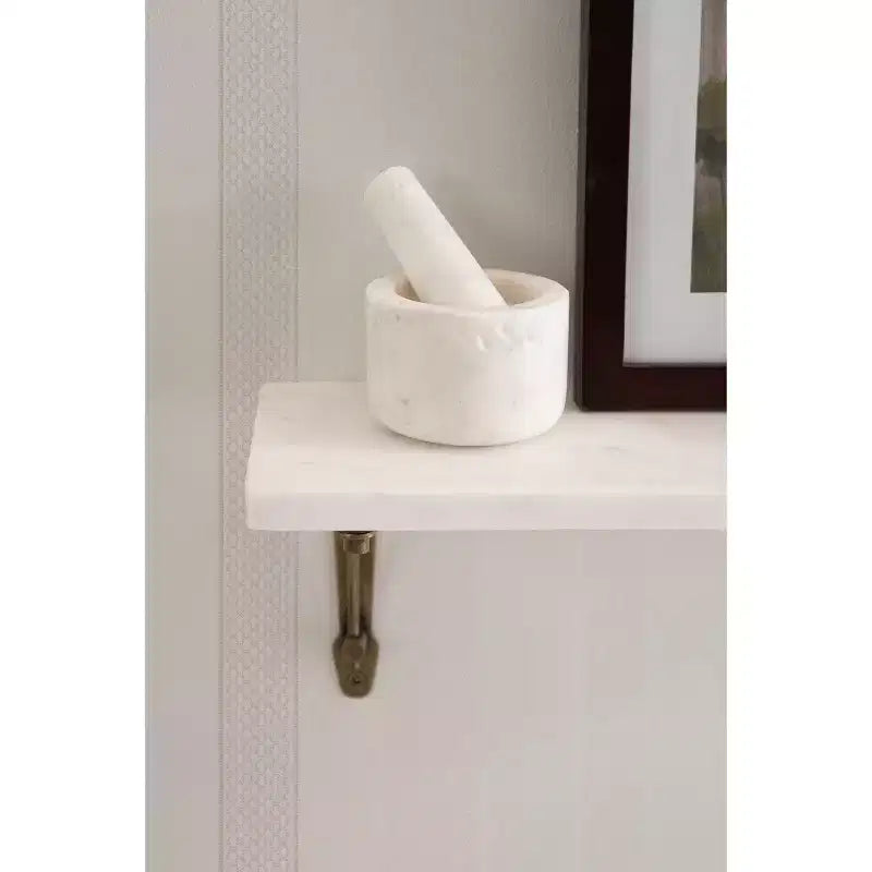 Étagère murale en marbre Kate and Laurel Hatley, blanc et doré, 20
