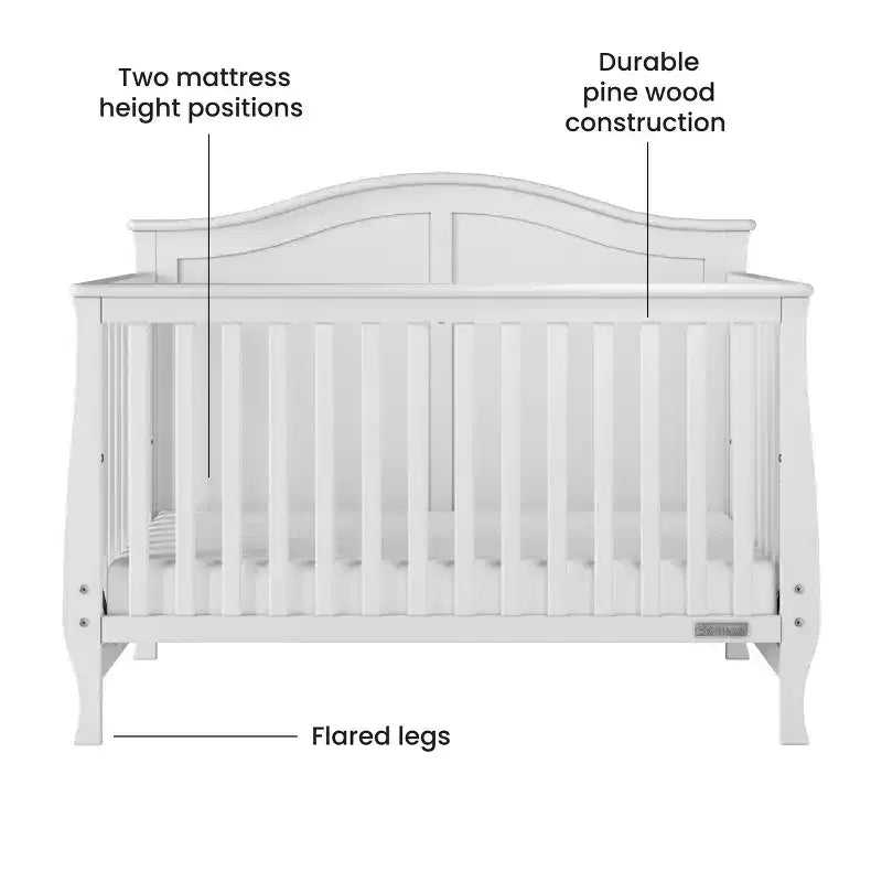Lit de bébé convertible Child Craft Camden 4-en-1, se transforme en lit de repos, en lit pour tout-petit et en lit pleine grandeur, 3 positions de matelas, finition sécuritaire pour bébé