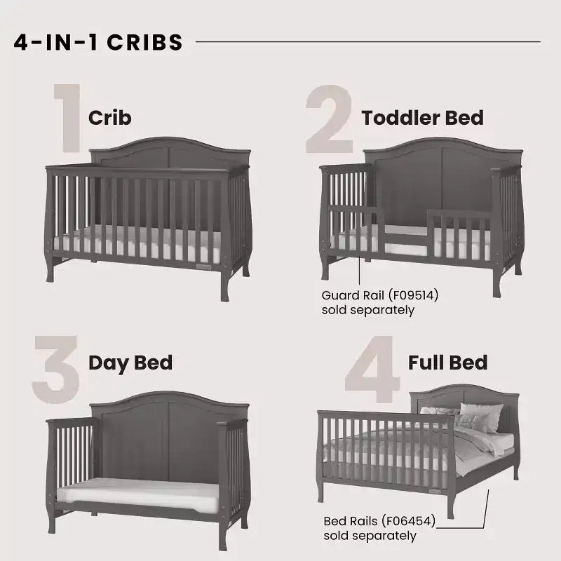 Lit de bébé convertible Child Craft Camden 4-en-1, se transforme en lit de repos, en lit pour tout-petit et en lit pleine grandeur, 3 positions de matelas, finition sécuritaire pour bébé
