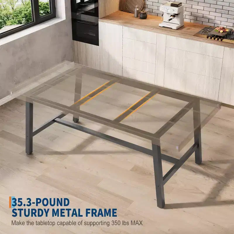 Table de salle à manger industrielle pour 4 à 6 personnes, longue table de cuisine en bois de 160 cm avec cadre métallique robuste et finition grise - Table de comptoir rectangulaire 4 places