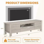 Meuble TV avec portes et placard, meuble TV de style ferme, meuble TV pour téléviseurs jusqu'à 60 pouces, console TV pour salon, chambre à coucher