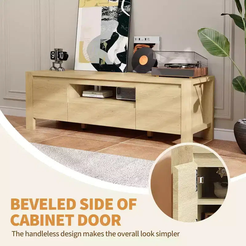 Meuble TV avec portes et placard, meuble TV de style ferme, meuble TV pour téléviseurs jusqu'à 60 pouces, console TV pour salon, chambre à coucher
