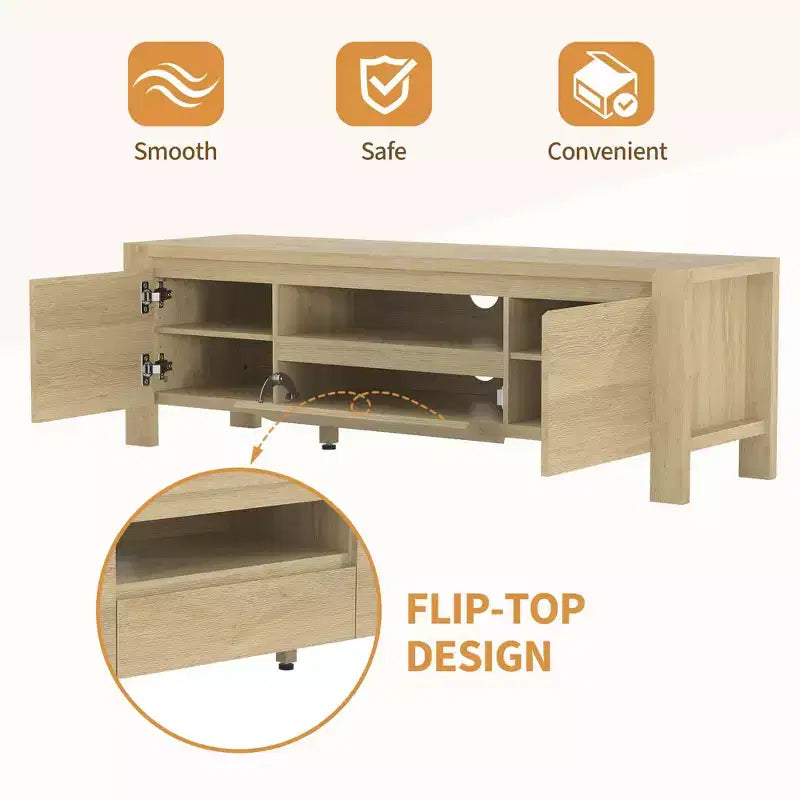 Meuble TV avec portes et placard, meuble TV de style ferme, meuble TV pour téléviseurs jusqu'à 60 pouces, console TV pour salon, chambre à coucher
