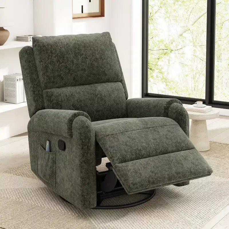 Fauteuil inclinable de massage rembourré en chenille pivotant et basculant Elmsford Modern de Christopher Knight Home
