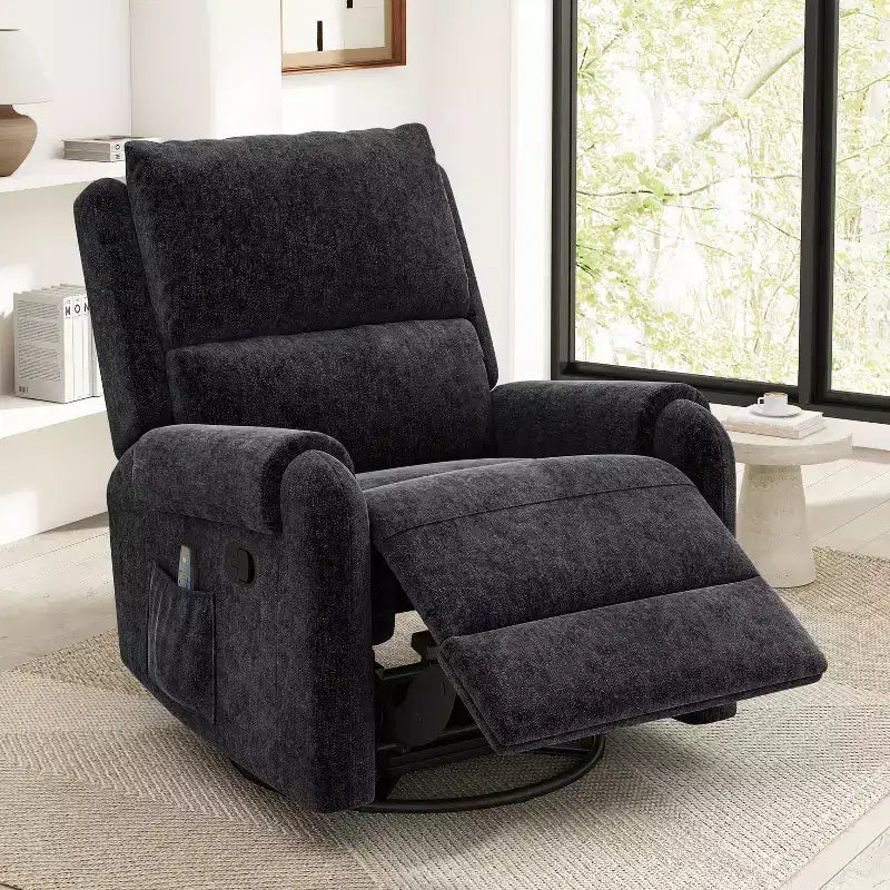 Fauteuil inclinable de massage rembourré en chenille pivotant et basculant Elmsford Modern de Christopher Knight Home