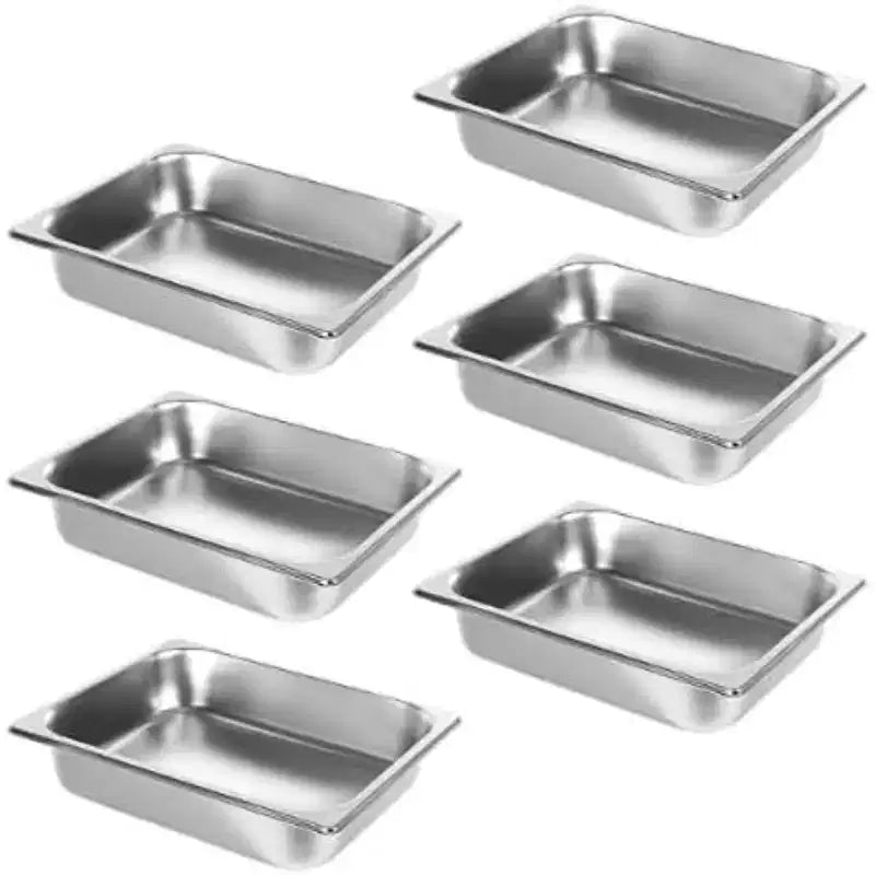 COZONY Bac Gastro Inox Isotherme, Lot de 6 Bacs 90 Litres Profondeur 6,5 cm avec Couvercle pour Restaurant Cantine Buffet