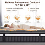Matelas King de 14 pouces, matelas hybride en mousse à mémoire de forme et gel dans une boîte, soutien à ressorts ensachés avec isolation des mouvements et soulagement de la pression, fermeté moyenne, CertiPUR-US