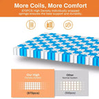 Matelas King de 14 pouces, matelas hybride en mousse à mémoire de forme et gel dans une boîte, soutien à ressorts ensachés avec isolation des mouvements et soulagement de la pression, fermeté moyenne, CertiPUR-US