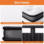 Matelas King de 14 pouces, matelas hybride en mousse à mémoire de forme et gel dans une boîte, soutien à ressorts ensachés avec isolation des mouvements et soulagement de la pression, fermeté moyenne, CertiPUR-US