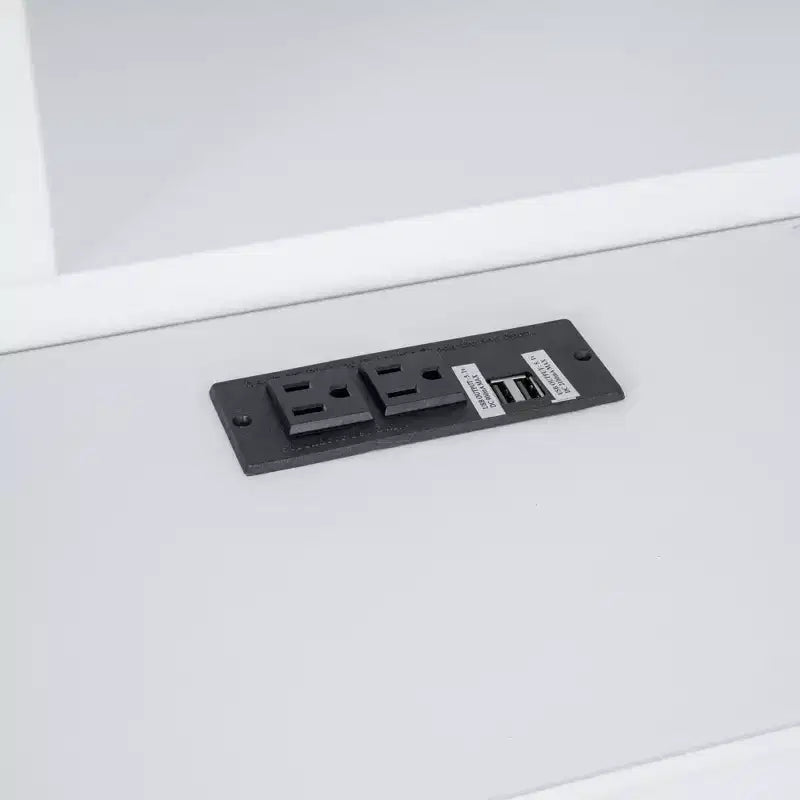 Lit plateforme King Size Clihome en bois avec tête de lit multi-rangements, USB et tiroirs